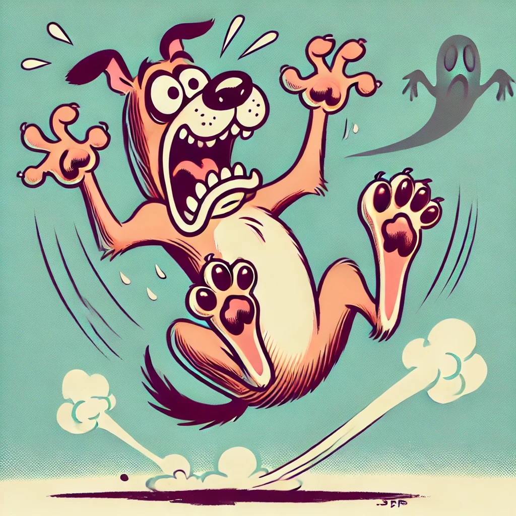 Caricature dog eating a snack illustration